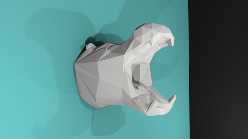 Nilpferd Trophäe Für Selbstmontage Papier Creative Hobby Papercraft Deco Skulptur Diy Geschenk Origami Tier