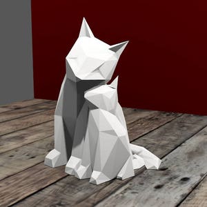 GATTI in formato pdf da assemblare da soli // tempo libero creativo // Papercraft // Decorazione // Scultura // Fai da te // idea regalo // Origami // amore