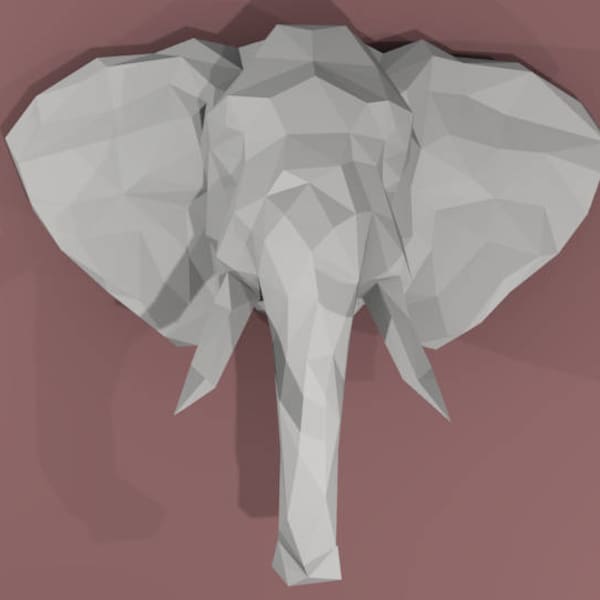 Trophée ELEPHANT en papier à monter soi-même // loisir créatif // Papercraft // Décoration // Sculpture // DIY // idée cadeau // Origami