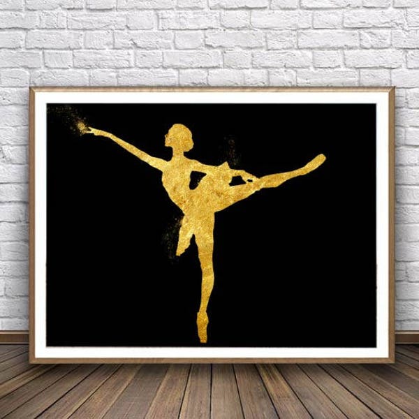 Gold Ballerina, Instant download, trending items, most popular items, popular prints, housewarming gift, modern print, wall art, DIY gift