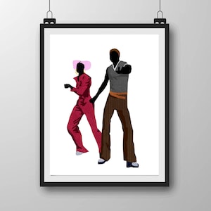 8x10, 70s inspired, dance, soul train, white, black, pink, wall art for home, cheap gift, digital download prints, afro, interior design