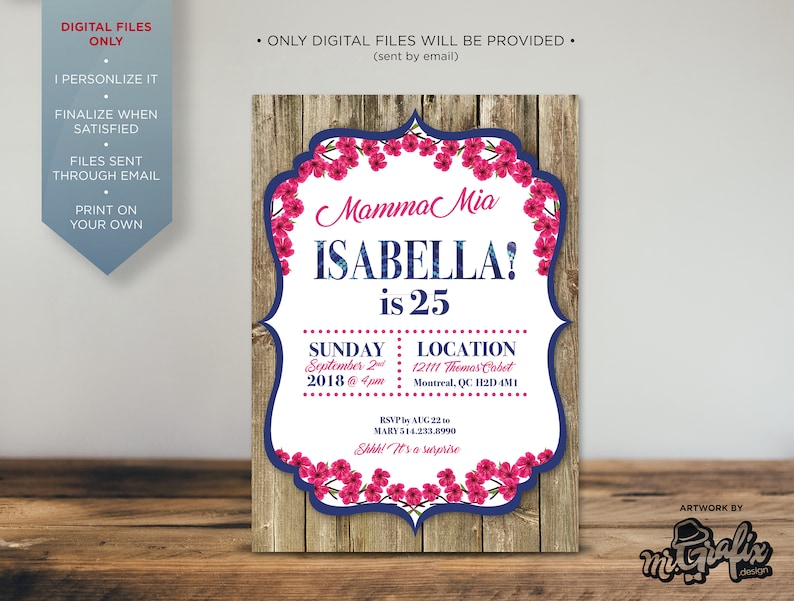 Mamma Mia 25e Anniversaire Invitation Anniversaire Etsy