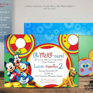 Toodles Birthday Invite, Mickey&#39;s Clubhouse, Oh Toodles, 2nd Birthday, Birthday Invite, Mickey Mouse, Mickey Mouse Clubhouse Invite