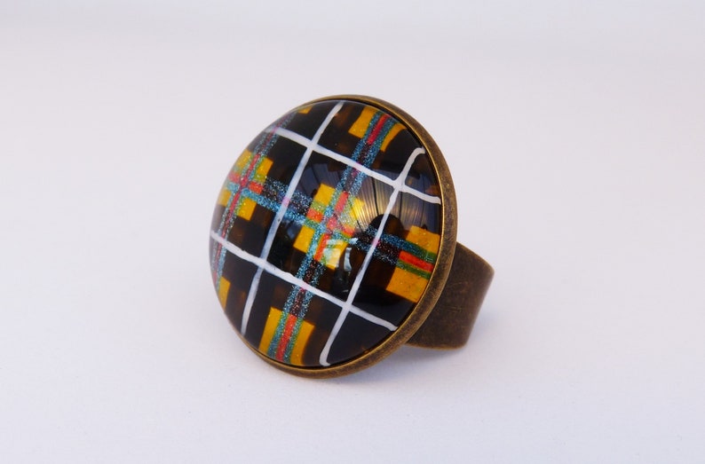 St Piran/'s Day Kernow Hand-painted Cornish Tartan Adjustable Ring Cornwall
