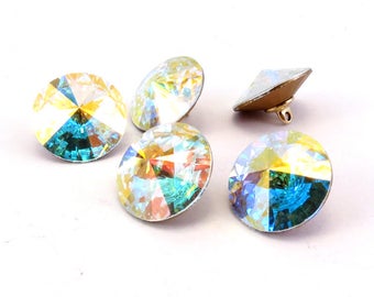 Swarovski crystal clear AB 5 buttons