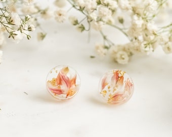 Eco Resin earrings flower petal button studs Gift for her best friend gift