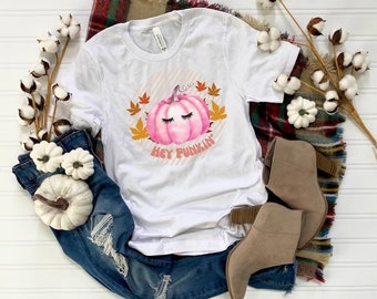 Hey Punkin&#39; T-shirt, Fall T-Shirt for women, Pumpkin T-shirt, Pink Pumpkin, Ladies Fall Top, Hey Pumpkin, Autumn, Pumpkin Spice, Fall Yall