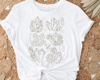 Crystal T-Shirt, Women&#39;s Crystal T-shirt, Mineral shirt, Geometric Crystals, Linear Crystal&#39;s, Cotton Crystal Shirt, Crystal energy, Ladies