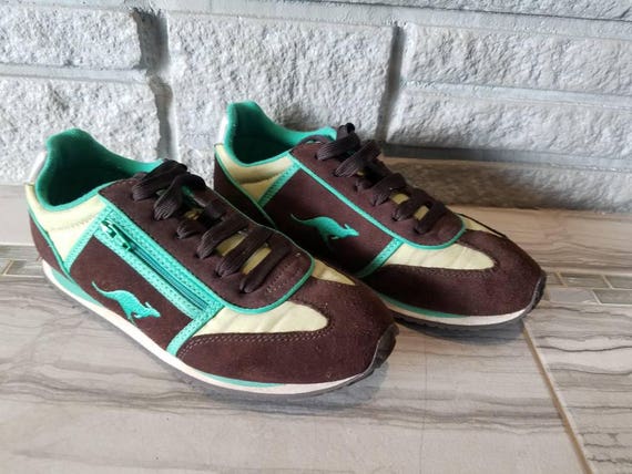 Womens Vintage KangaRoos sneakers, retro tennis shoes, Roos, athletic shoes, brown green tennis shoes, vintage tennis shoes, women shoes