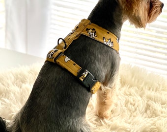 Adjustable dog harness made from cotton fabric, Small dog harness, Cat  harness, yorkie dog harness, pet soft harness.