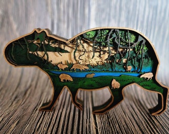 Layered Wood Capybara Art