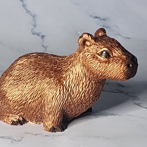 Capybara Gold 3D Gedruckt Miniatur Mini Figur Figur Geschenk Schreibtisch  Niedlich Meme Tier Sammlung Dekoration Nagetier Zoo - .de