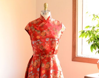 TEA CEREMONY GOWN (pleated with bow belt) | wedding dress, cheongsam, qipao, oriental dress, mother of the bride, bridesmaid dress