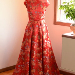 TEA CEREMONY GOWN pleated with bow belt wedding dress, cheongsam, qipao, oriental dress, mother of the bride, bridesmaid dress image 2