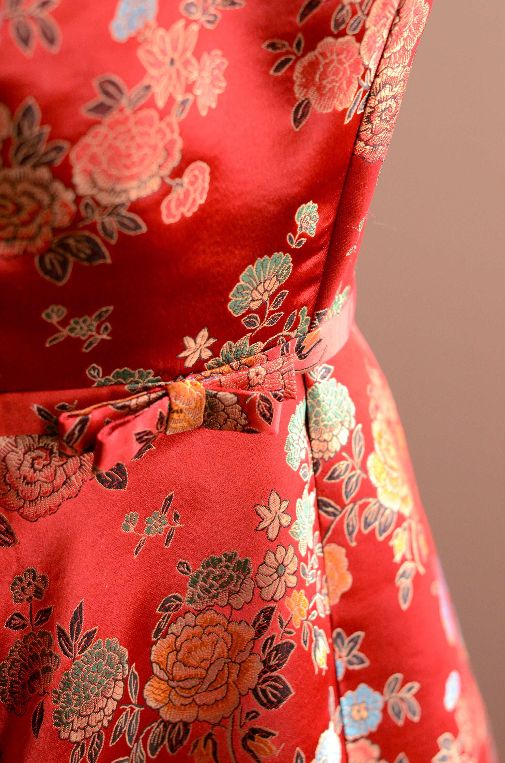 TEA CEREMONY GOWN pleated With Bow Belt Wedding Dress, Cheongsam, Qipao
