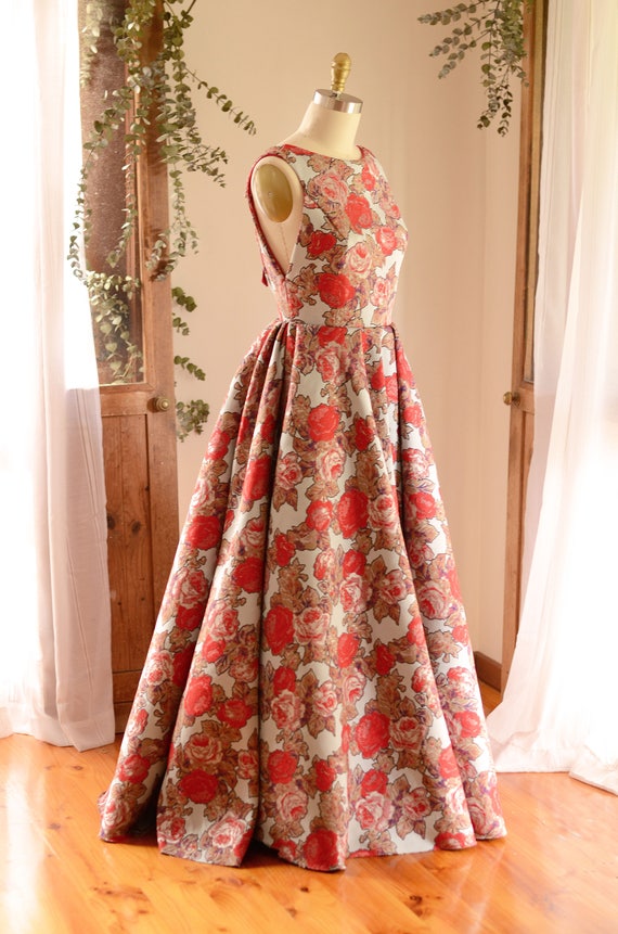 RED ROSE GOWN Wedding Dress Bridal Gown Bridesmaid Dress Mother of the Bride Dress Tea Ceremony Audrey Hepburn Special Occcassion Etsy UK