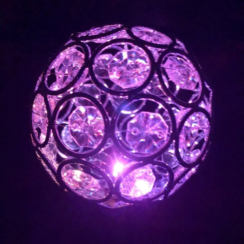 Solar Powered Crystal Ball Garden Art Stake Decoration Outdoor Etsy