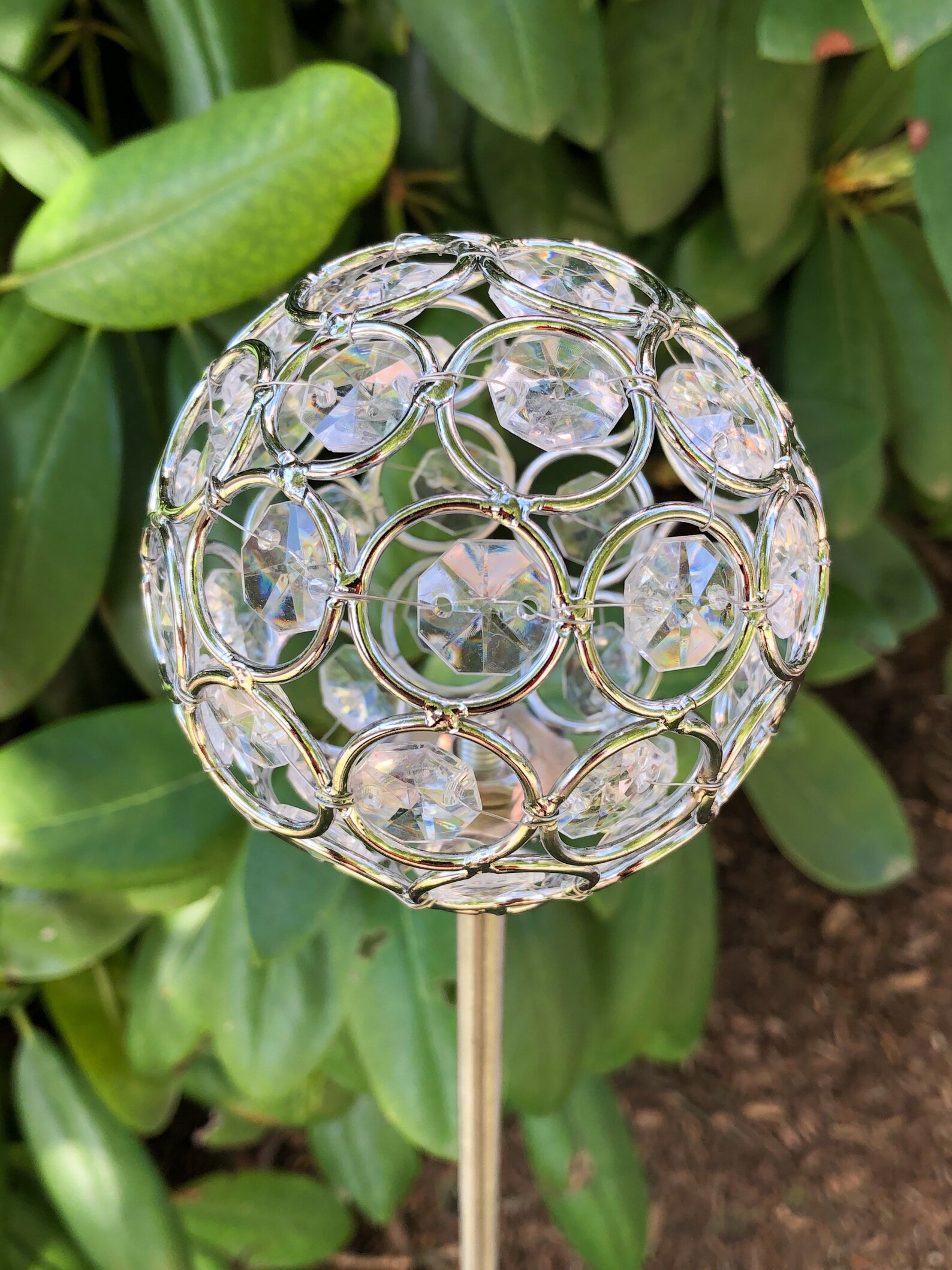 Solar Powered Crystal Ball Garden Art Stake Decoration Outdoor Etsy UK
