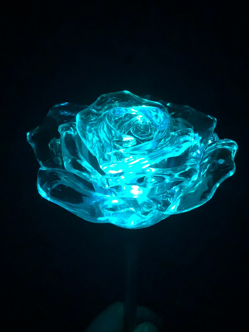 Solar Powered Rose Flower Garden Art Stake Decoration Outdoor Etsy