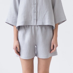 Linen relaxed fit shorts with elastic waist / MITS image 2
