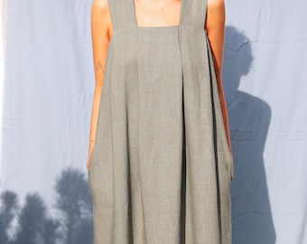 Origami Linen Maxi Dress for Women – Sleeveless Loose Fit  Summer Dress by ManInTheStudio