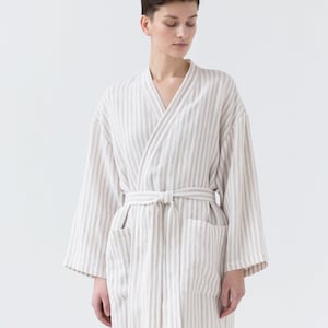 Casual linen bathrobe, Robe with pockets, Linen lounge robe by the ManInTheStudio