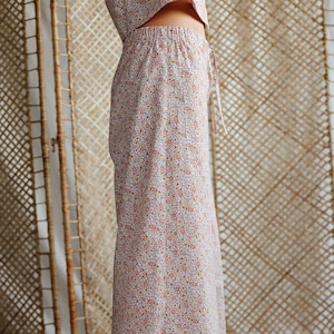 Floral Organic Cotton Culottes: Handmade Cropped Trousers
