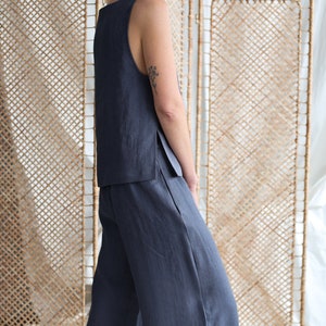 Woman co-ords set, Women 2 piece set, Linen women&#39;s top and trousers elegant summer suit by the ManInTheStudio
