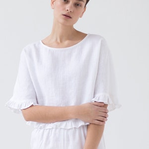 Ruffled Linen Crop Top: Handmade Loungewear