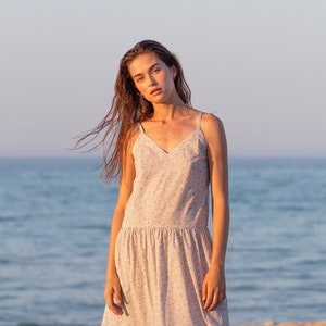 Organic Cotton Floral Maxi Dress: Sleeveless Slip Dress