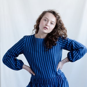 Striped Linen Blouse: Long Sleeve, Loose Fit