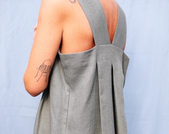 Origami Linen Maxi Dress – Oversized Loose Fit, Minimalist Long Dress, Handmade Summer Clothing by ManInTheStudio