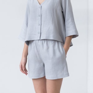 Linen relaxed fit shorts with elastic waist / MITS