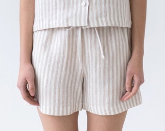Handmade Relaxed Fit Striped Linen Shorts / by MITS