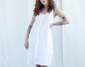 Casual sleeveless linen summer dress / MITS