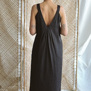 Black deep V-neck sleeveless dress / ManInTheStudio