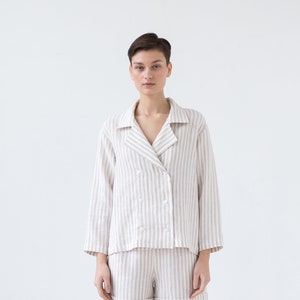 Ready to ship / Linen button up long sleeve top /  ManInTheStudio