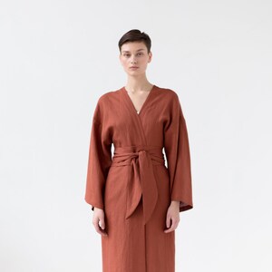 Natural Linen Bathrobe With Pockets / Soft Linen Robe / Long - Etsy