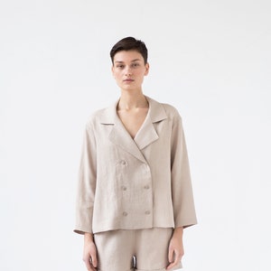 Loose double breasted linen jacket / MITS image 6