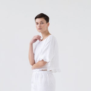 Linen top with ruffled details / Handmade by ManInTheStudio image 3