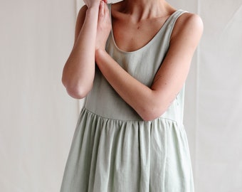 Sleveless linen loose fitting dress / MITS