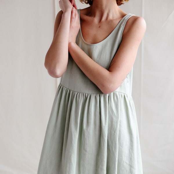 Sleveless linen loose fitting dress / MITS