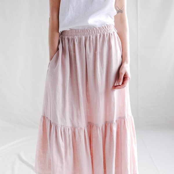 Linen Maxi Skirt - Etsy