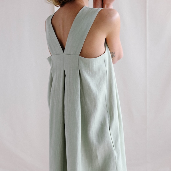 Origami linen dress / Linen loose fitting MAXI dress