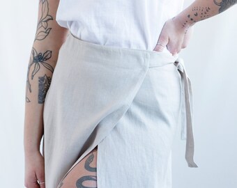 Linen wrap midi skirt / MITS