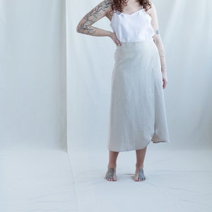 Linen wrap midi skirt / Handmade by ManInTheStudio