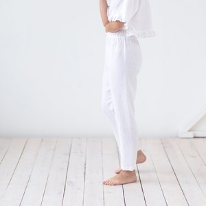 Ready to ship/Linen tapered pants/Pull on linen trousers/MITS