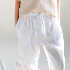 Linen Wide Leg Pants / Crop Linen Trousers / Handmade by MITS - Etsy