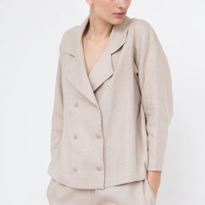 Loose double breasted linen jacket / MITS image 1