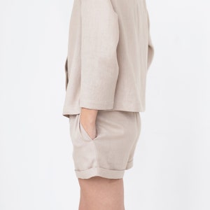 Linen high waist classic summer shorts / MITS image 1